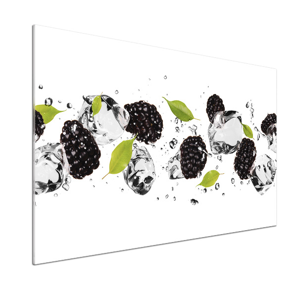 Rivestimento parete cucina con motivo ciliegie su sfondo acquatico