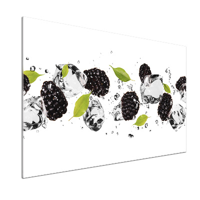 Rivestimento parete cucina con motivo ciliegie su sfondo acquatico