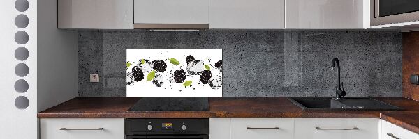 Rivestimento parete cucina con motivo ciliegie su sfondo acquatico