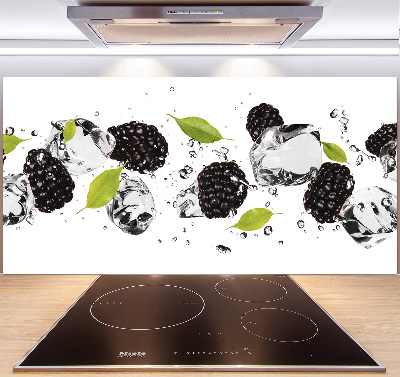 Rivestimento parete cucina con motivo ciliegie su sfondo acquatico