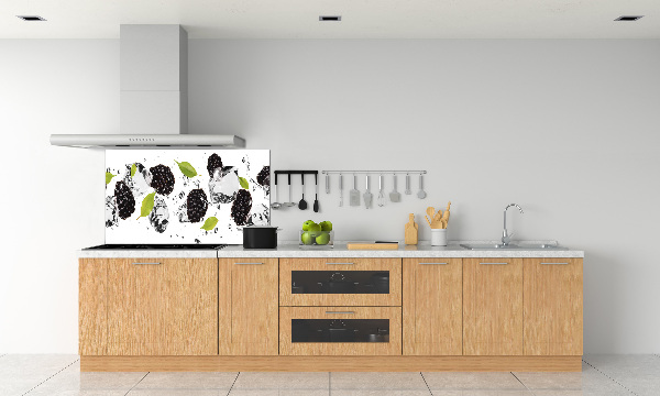 Rivestimento parete cucina con motivo ciliegie su sfondo acquatico