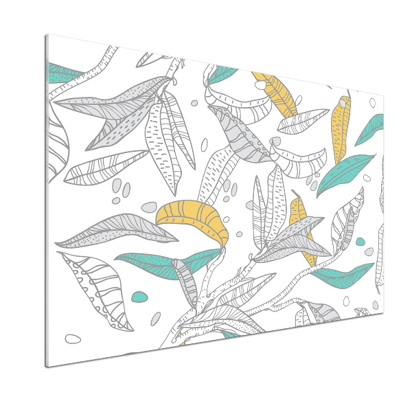 Rivestimento parete cucina con motivo di foglie colorate