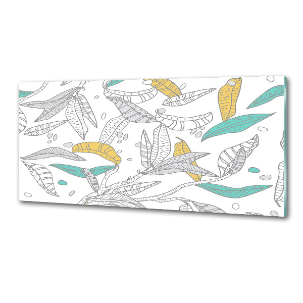 Rivestimento parete cucina con motivo di foglie colorate