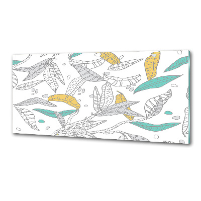 Rivestimento parete cucina con motivo di foglie colorate