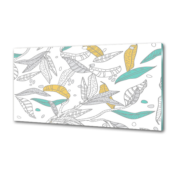 Rivestimento parete cucina con motivo di foglie colorate