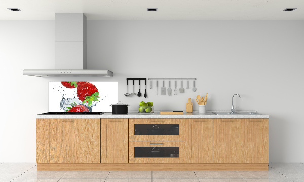 Pannello retrocucina con stampa di fragole e motivo acqua