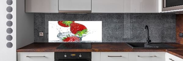 Pannello retrocucina con stampa di fragole e motivo acqua
