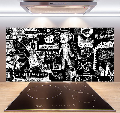 Rivestimento parete cucina con motivo graffiti