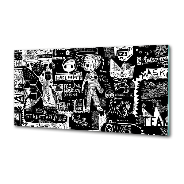 Rivestimento parete cucina con motivo graffiti