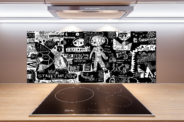 Rivestimento parete cucina con motivo graffiti