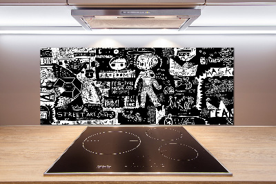 Rivestimento parete cucina con motivo graffiti
