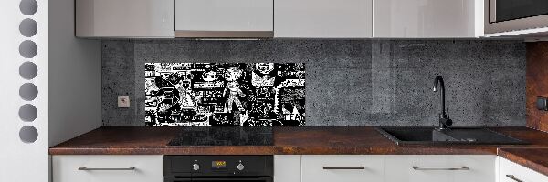 Rivestimento parete cucina con motivo graffiti