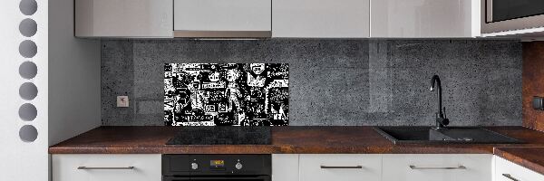 Rivestimento parete cucina con motivo graffiti