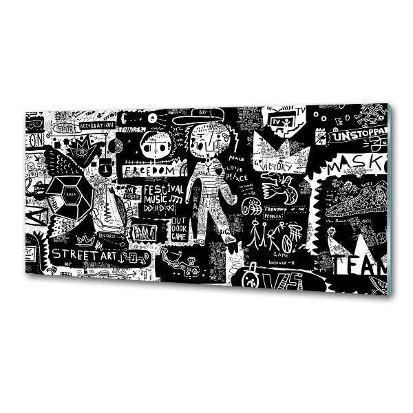 Rivestimento parete cucina con motivo graffiti