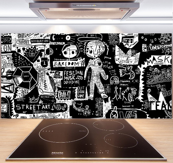 Rivestimento parete cucina con motivo graffiti