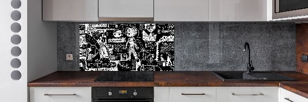 Rivestimento parete cucina con motivo graffiti