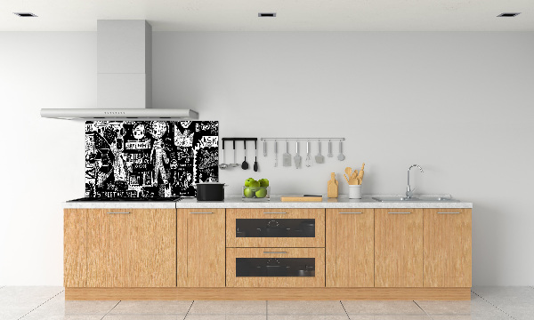 Rivestimento parete cucina con motivo graffiti