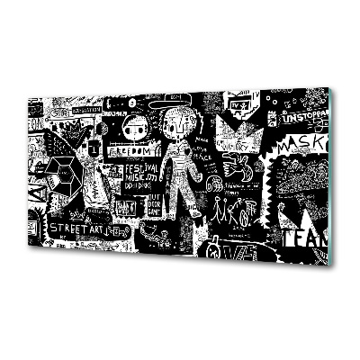 Rivestimento parete cucina con motivo graffiti