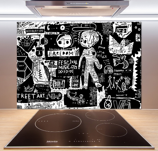 Rivestimento parete cucina con motivo graffiti