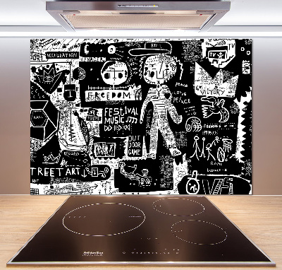 Rivestimento parete cucina con motivo graffiti