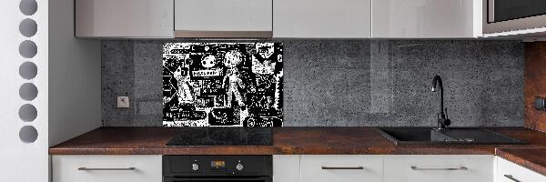Rivestimento parete cucina con motivo graffiti