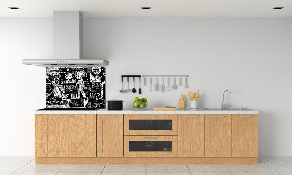 Rivestimento parete cucina con motivo graffiti