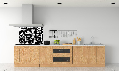 Rivestimento parete cucina con motivo graffiti
