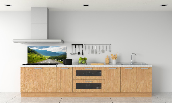 Rivestimento parete cucina con motivo Strada di montagna