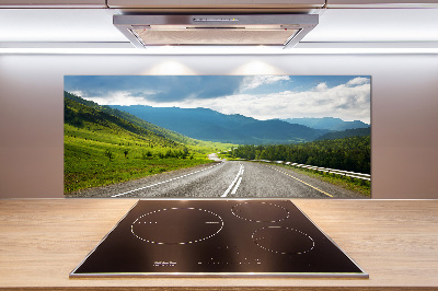 Rivestimento parete cucina con motivo Strada di montagna