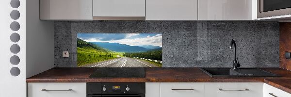 Rivestimento parete cucina con motivo Strada di montagna