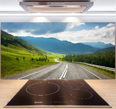 Rivestimento parete cucina con motivo Strada di montagna