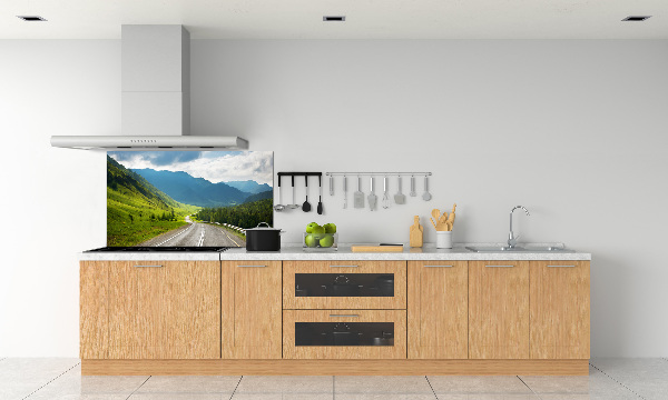 Rivestimento parete cucina con motivo Strada di montagna