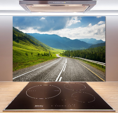 Rivestimento parete cucina con motivo Strada di montagna