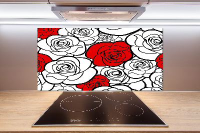 Pannello paraschizzi cucina con decorazione a motivo di rose