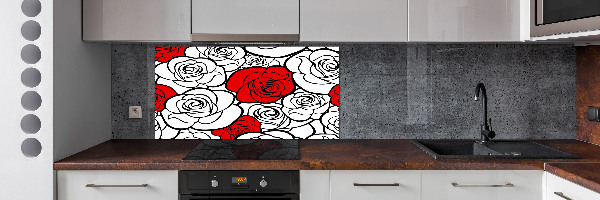 Pannello paraschizzi cucina con decorazione a motivo di rose
