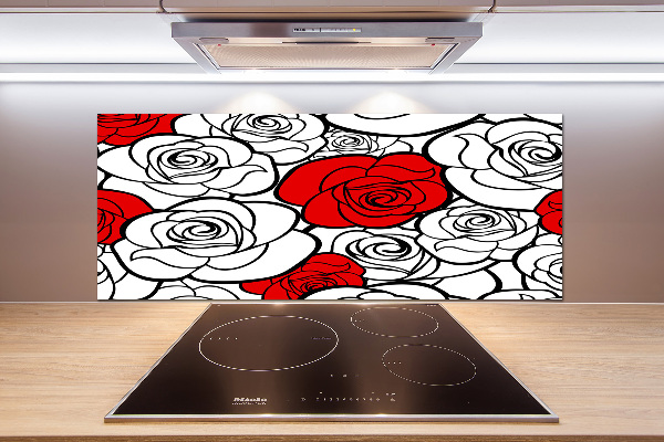 Pannello paraschizzi cucina con decorazione a motivo di rose