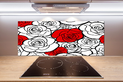 Pannello paraschizzi cucina con decorazione a motivo di rose