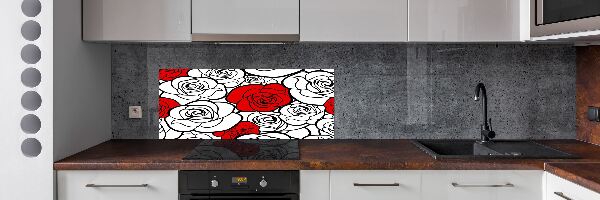 Pannello paraschizzi cucina con decorazione a motivo di rose