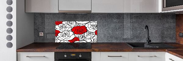 Pannello paraschizzi cucina con decorazione a motivo di rose