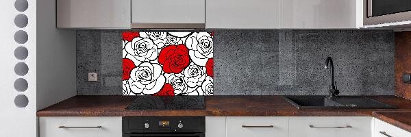 Pannello paraschizzi cucina con decorazione a motivo di rose