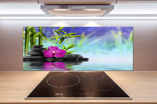 Rivestimento parete cucina con motivo orchidea di bambù