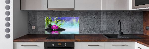 Rivestimento parete cucina con motivo orchidea di bambù