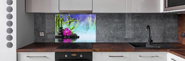 Rivestimento parete cucina con motivo orchidea di bambù