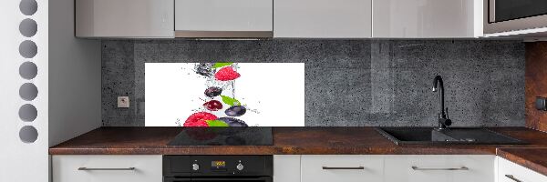 Pannello paraschizzi cucina con motivo di frutta e spruzzi d'acqua