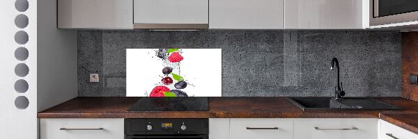 Pannello paraschizzi cucina con motivo di frutta e spruzzi d'acqua