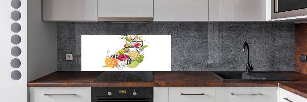 Rivestimento parete cucina con motivo di frutta e ghiaccio