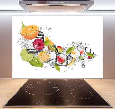 Rivestimento parete cucina con motivo di frutta e ghiaccio