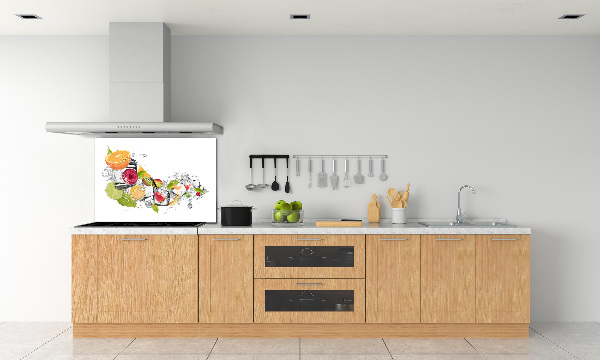 Rivestimento parete cucina con motivo di frutta e ghiaccio