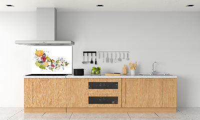 Rivestimento parete cucina con motivo di frutta e ghiaccio