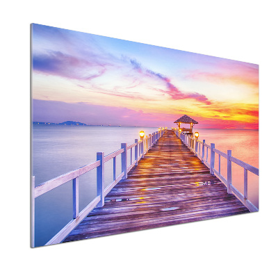 Pannello paraschizzi cucina con motivo molo in legno